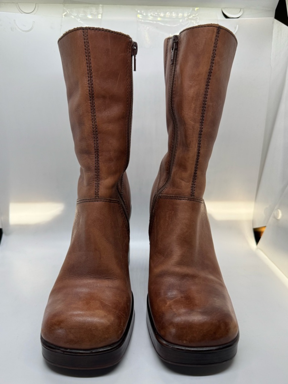 Steve Madden Free Chunky Platform Leather Boots 90s Y2K Vintage Women's Size 7.5 - Picture 3 of 13